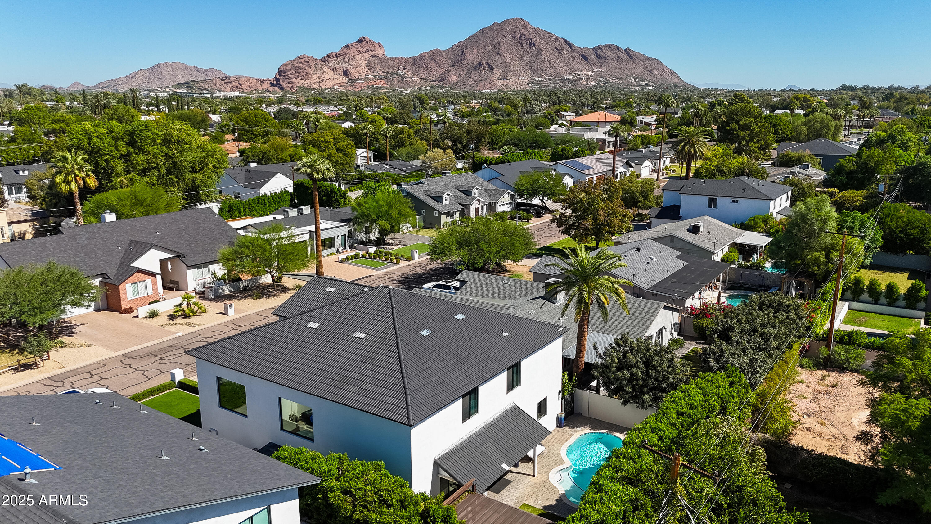 3821 East Devonshire Avenue Phoenix, AZ 85018 - Photo 19 of 20 an aerial view of a house with a mountain