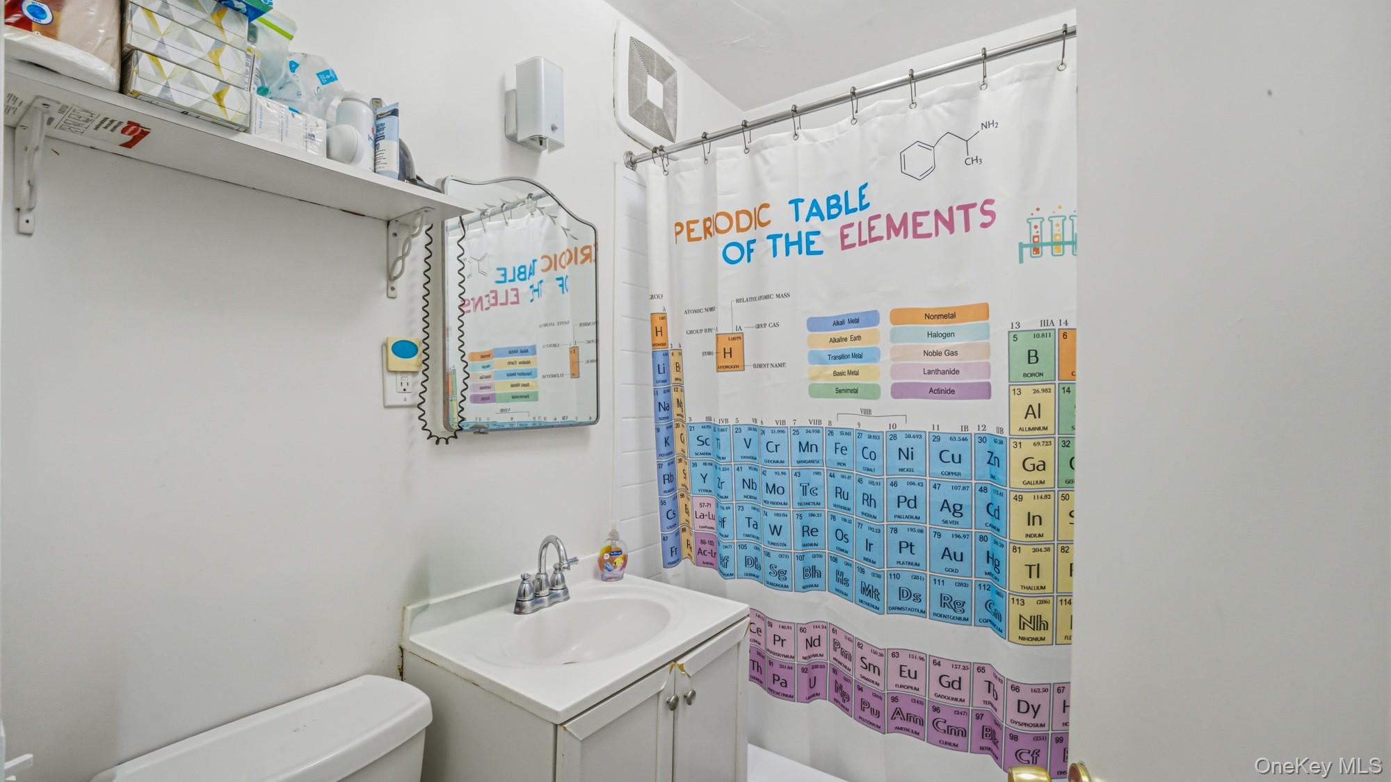 141-01 Jewel Avenue Queens, NY 11367 - Photo 9 of 21 a bathroom with a sink and a shower curtain