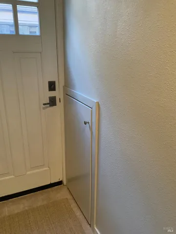 a view of a back yard from a balcony