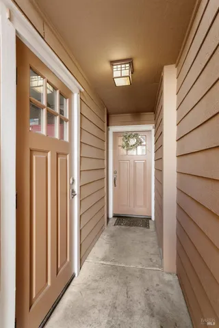 a front view of a building with street