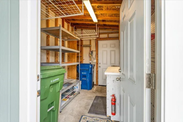 a dining room with furniture and outdoor space