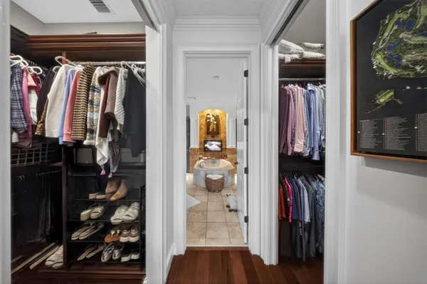 an aerial view of a house with a garden