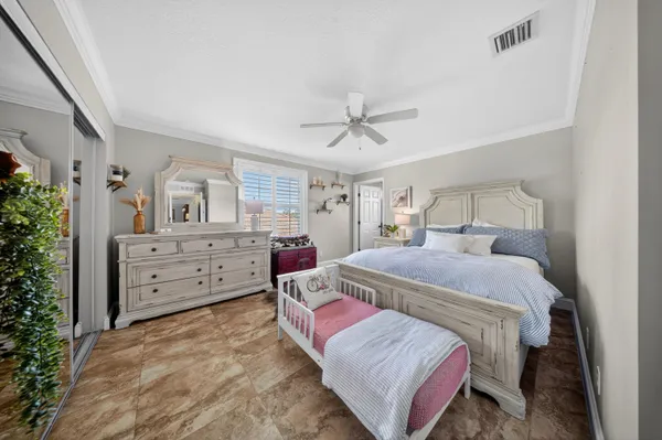 a view of yard from deck having patio