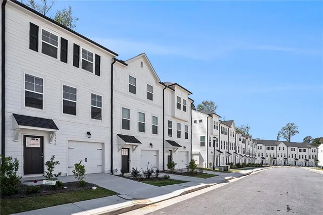 a view of a building with a street