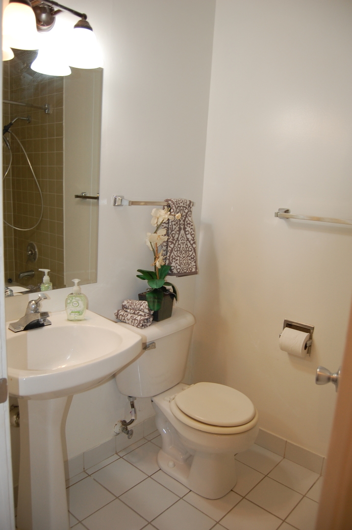 1919 Prairie Square, Unit 102 Schaumburg, IL 60173 - Photo 6 of 25 a bathroom with a sink a toilet and a mirror