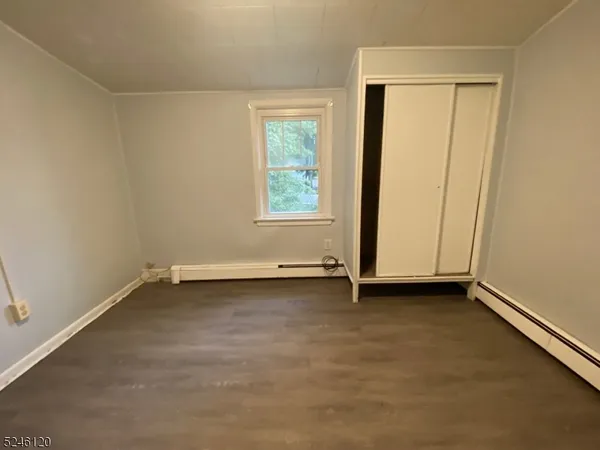 an empty room with a door
