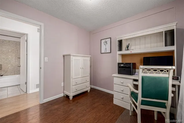 a workspace with wooden floor