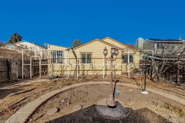 a view of a flower in a garden