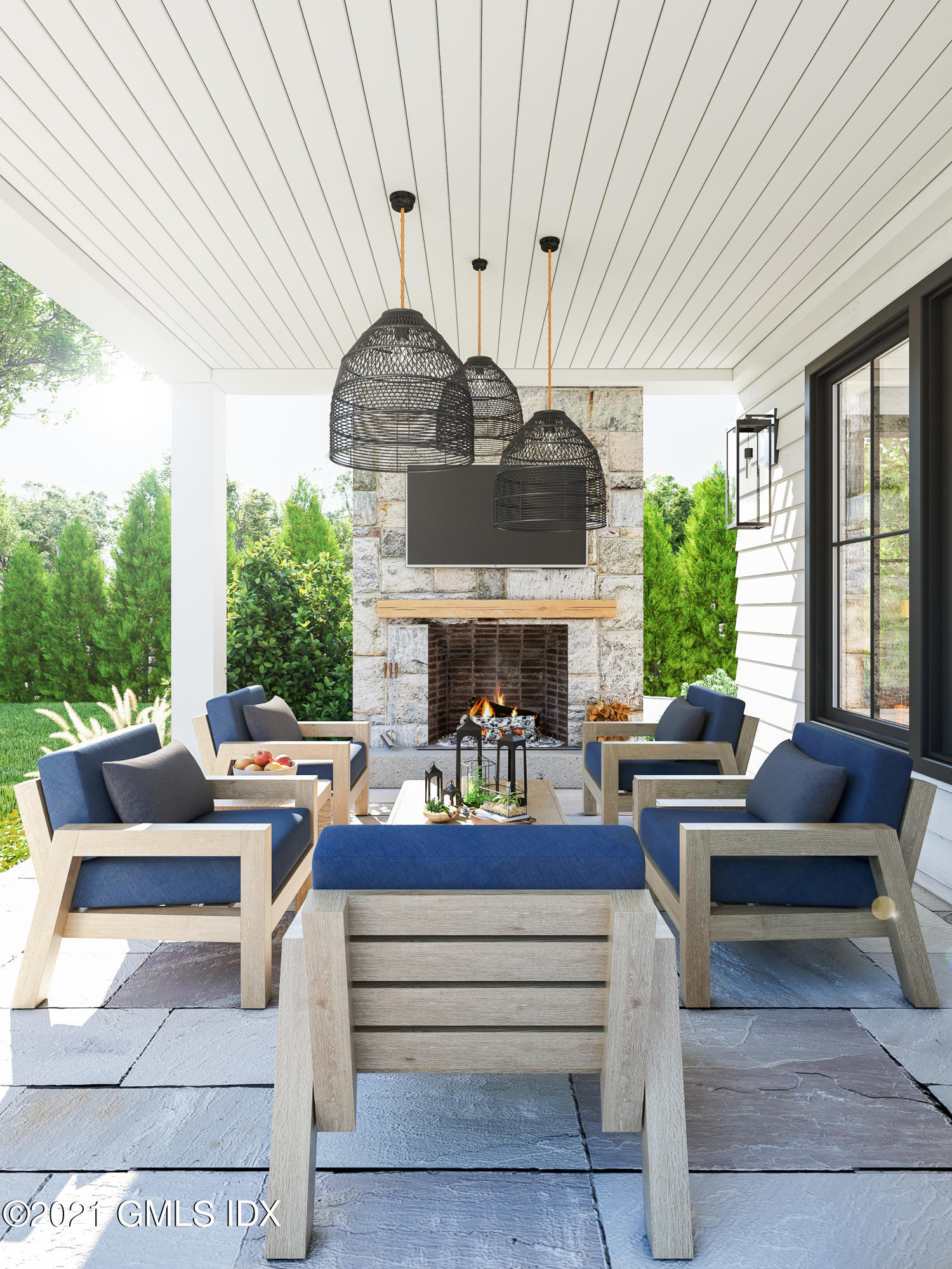 22 Birch Lane Greenwich, CT 06830 - Photo 6 of 8 a living room with fireplace furniture and a large window
