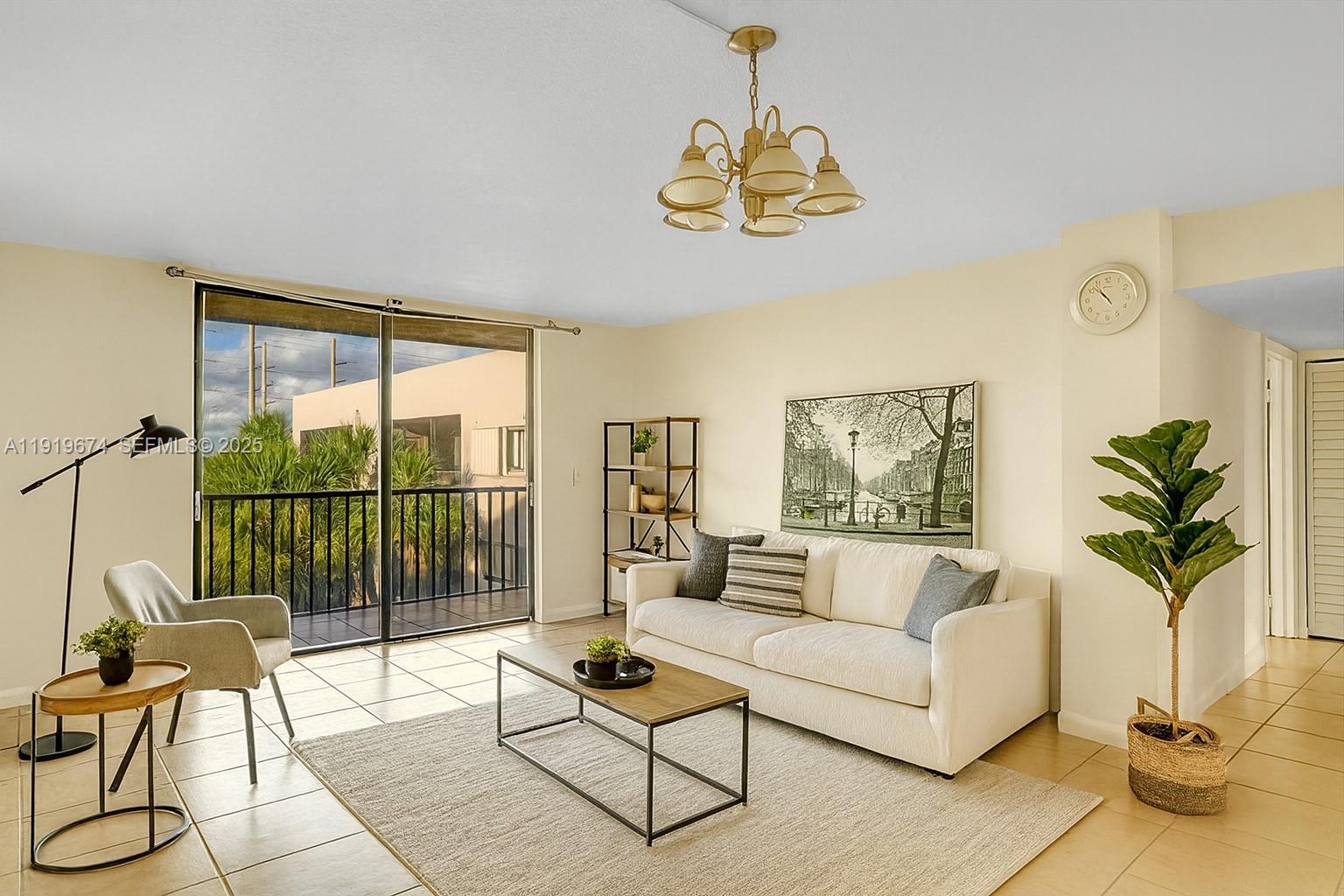 a living room with furniture