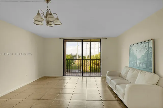 a living room with a large window