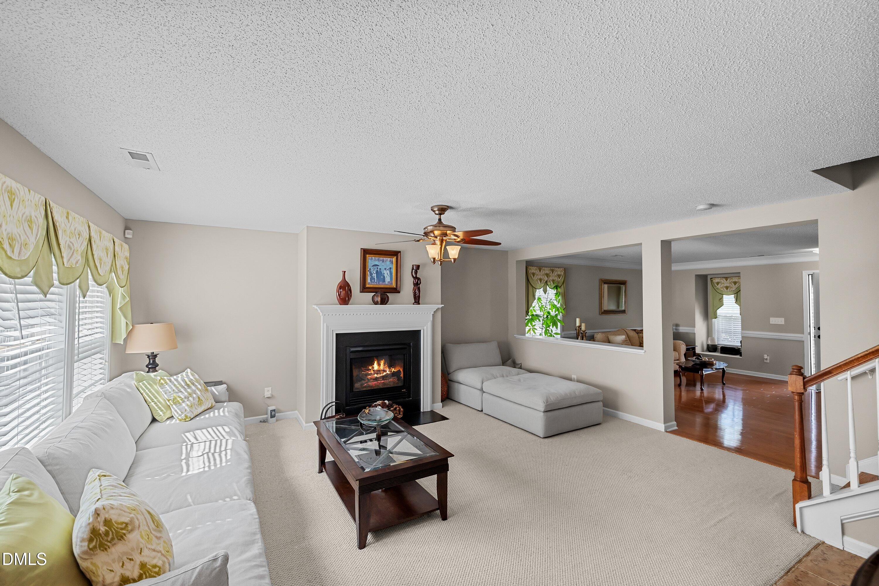 8911 Elizabeth Bennet Place Raleigh, NC 27616 - Photo 4 of 25 a living room with furniture and a fireplace