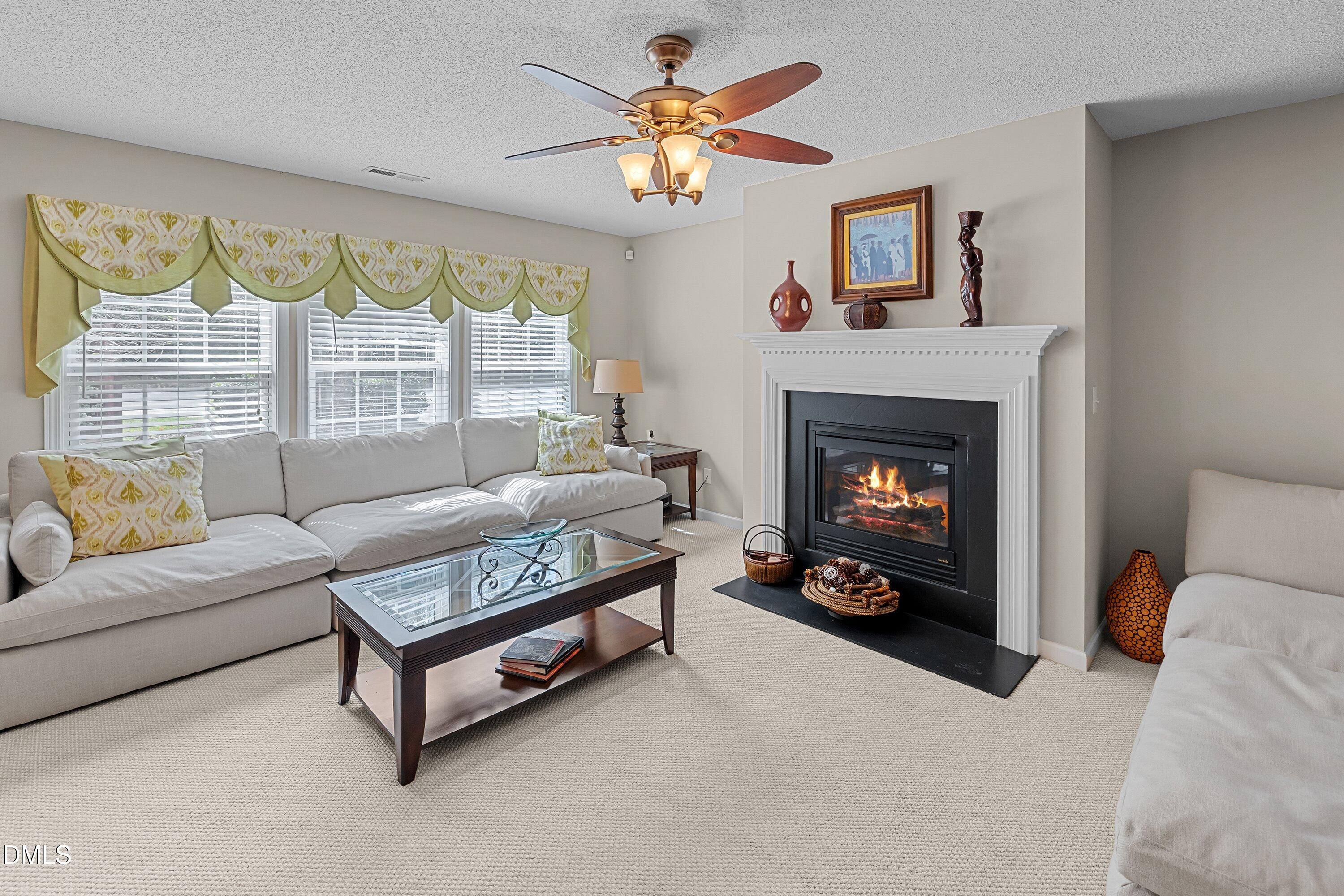 8911 Elizabeth Bennet Place Raleigh, NC 27616 - Photo 5 of 25 a living room with furniture and a fireplace