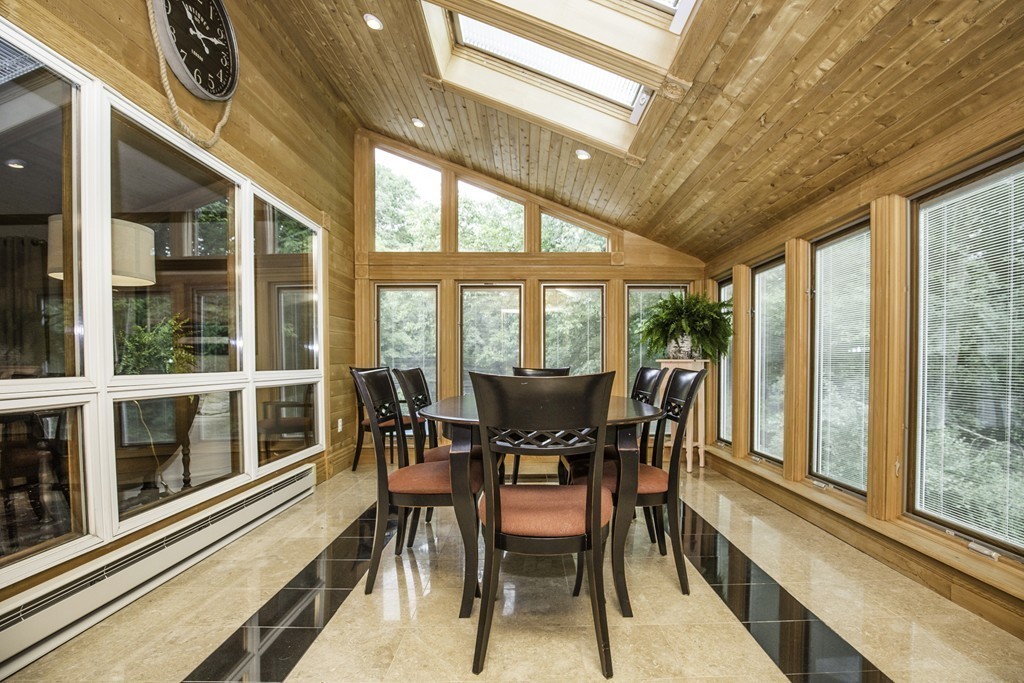 57 Oak Ridge Road Boxford, MA 01921 - Photo 12 of 30 a view of a dining room with furniture large windows and wooden floor