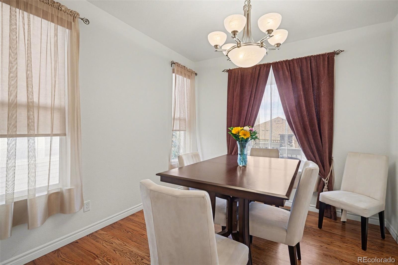 10844 Huntwick Street Highlands Ranch, CO 80130 - Photo 21 of 29 a view of a dining room with furniture and wooden floor