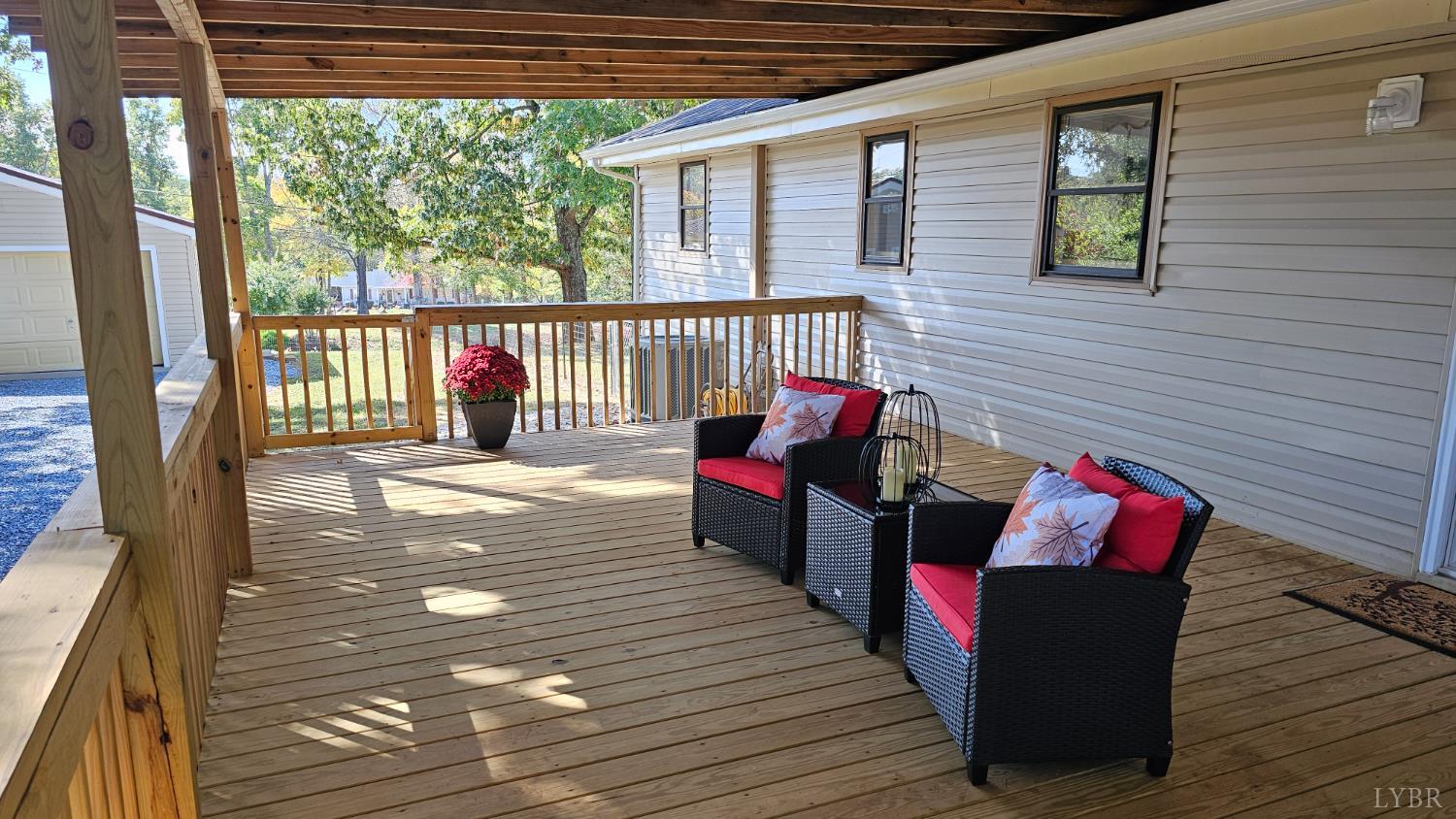102 Ridgeview Road Hurt, VA 24563 - Photo 38 of 41 a balcony with wooden floor and outdoor seating