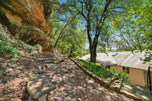 a view of an outdoor space with seating