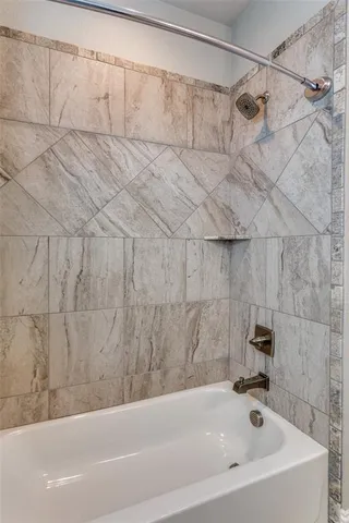 a bathroom with a bathtub