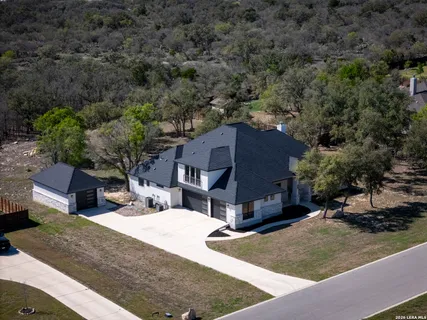 an aerial view of a house