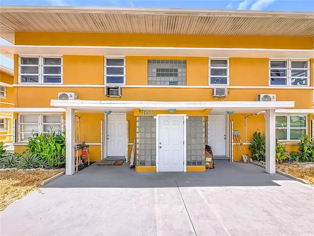 a view of a building with the street