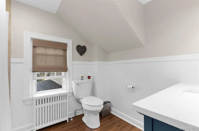 a bathroom with a toilet and a window