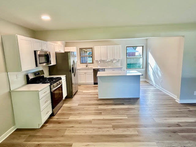 1011 Monroe Drive Bloomington, IL 61701 - Photo 6 of 25 a kitchen with stainless steel appliances a stove top oven a refrigerator a sink and dishwasher with wooden floor
