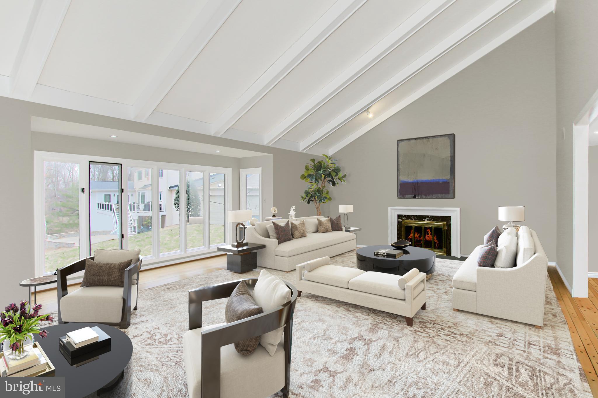 7600 Potomac Fall Road McLean, VA 22102 - Photo 3 of 29 Expansive Living Room with Vaulted Ceiling