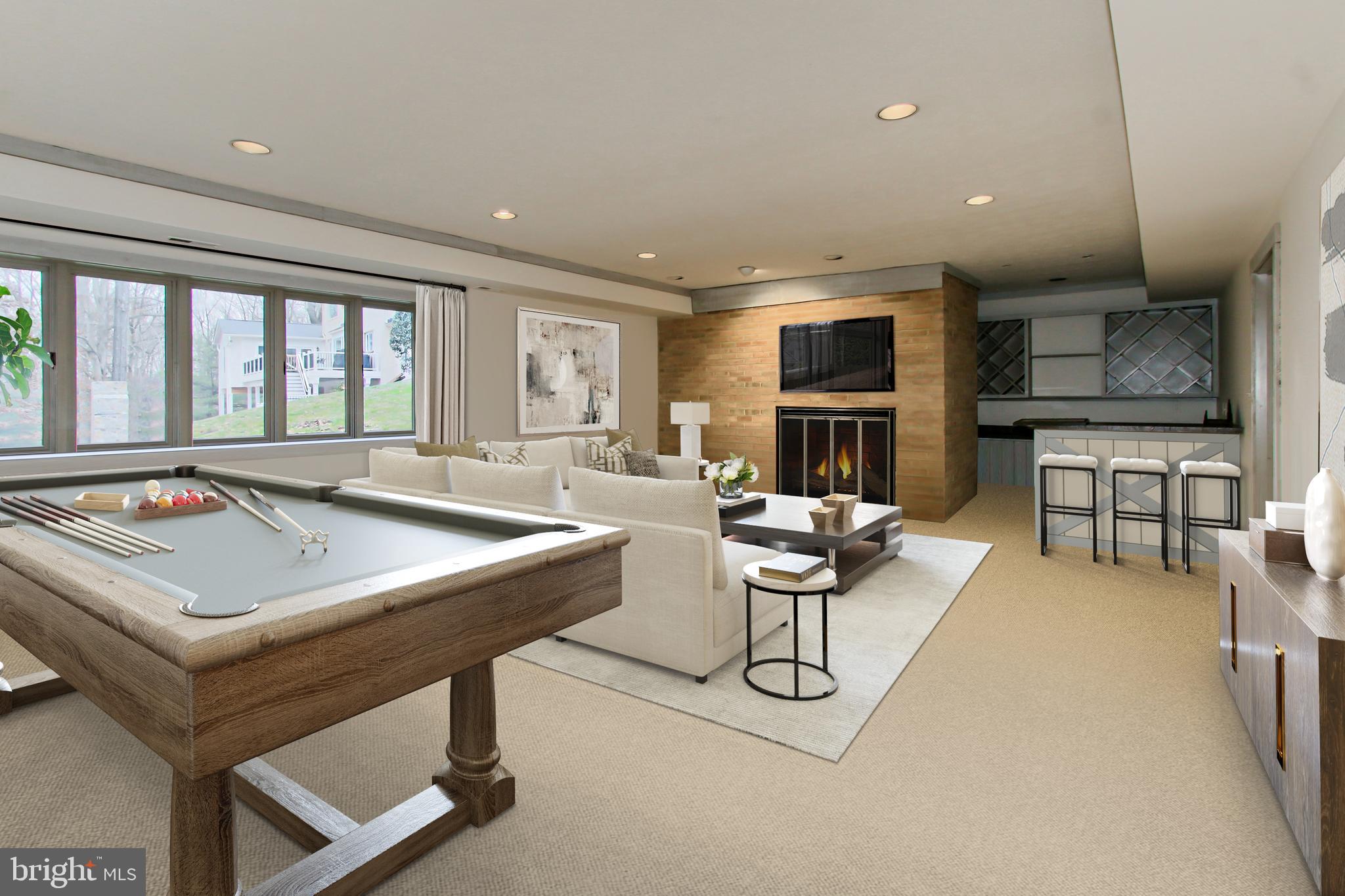 7600 Potomac Fall Road McLean, VA 22102 - Photo 25 of 29 Recreation Room with Wet Bar and Fireplace