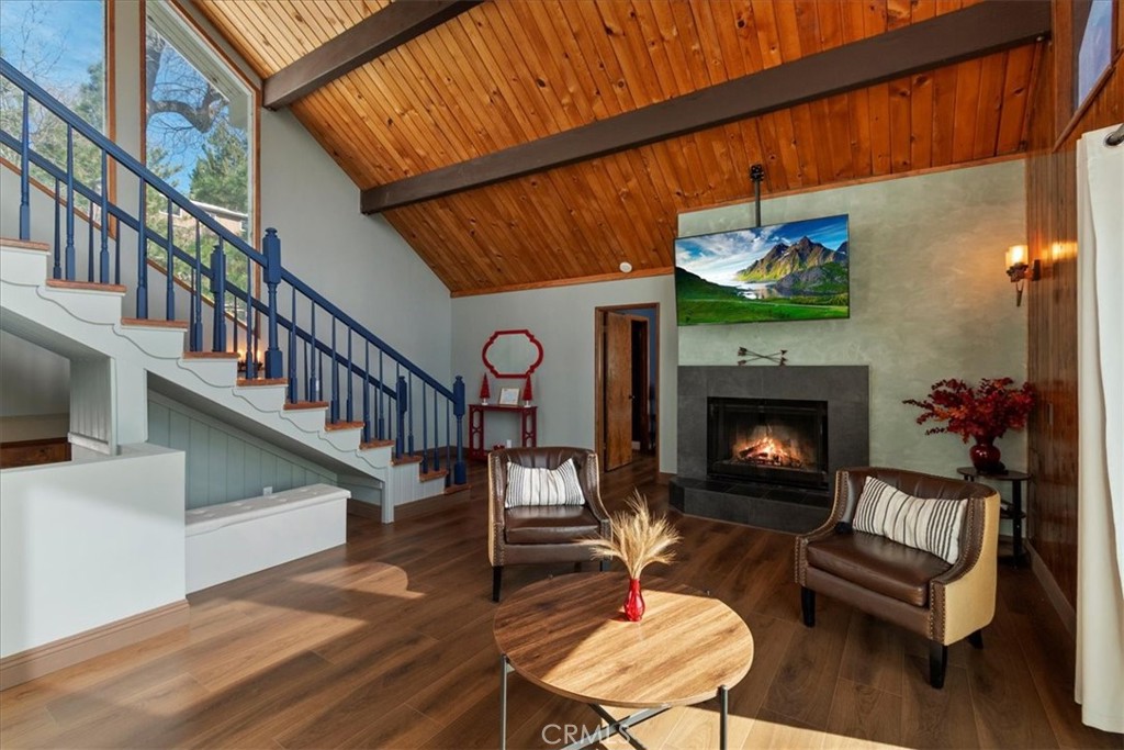 27814 North Bay Road Lake Arrowhead, CA 92352 - Photo 22 of 68 fire in fireplace and pic on tv were digitally added