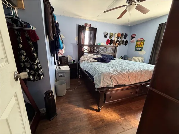 a bed room with a bed and a walk in closet