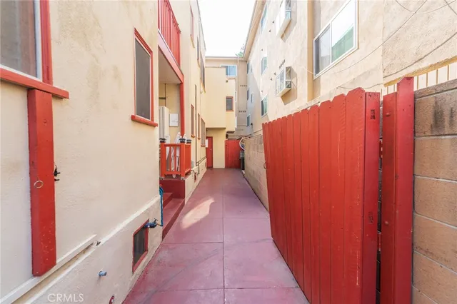 a view of a balcony with an outdoor space