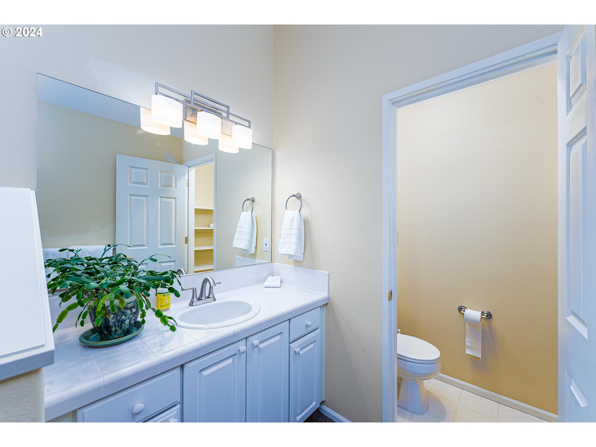 14915 Southwest Osprey Court Beaverton, OR 97007 - Photo 23 of 38 a bathroom with a sink a toilet and a mirror