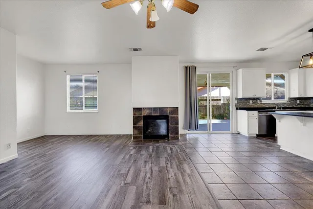 a kitchen with cabinets and appliances