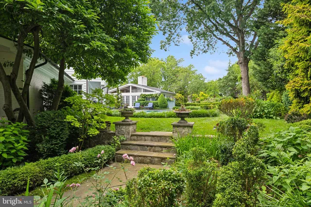 a backyard of a house with lots of green space and trees