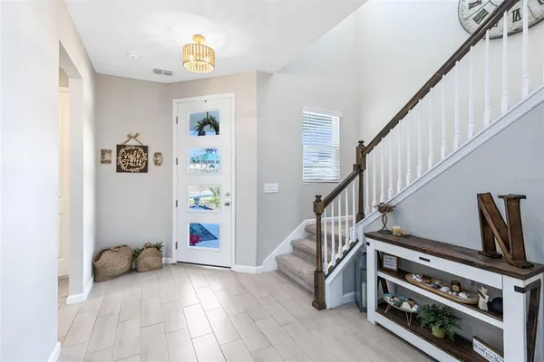 a view of an entryway with hardwood