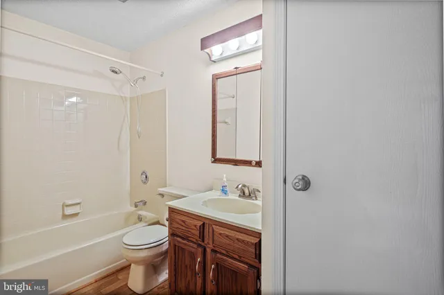 a bathroom with a sink a toilet and a large mirror