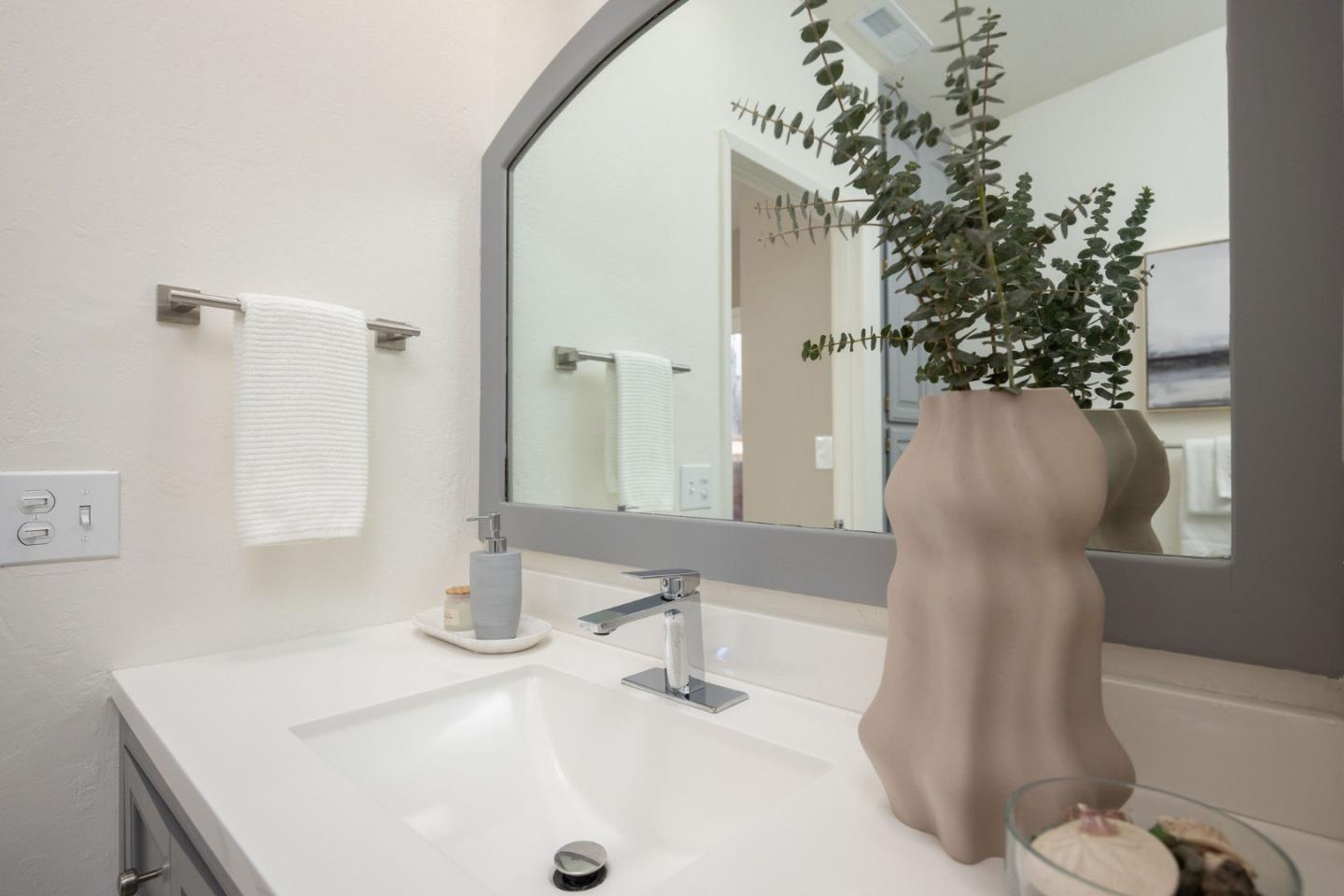 1160 Cedar Street Montara, CA 94037 - Photo 25 of 56 a bathroom with a sink and mirror