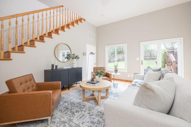 a living room with furniture