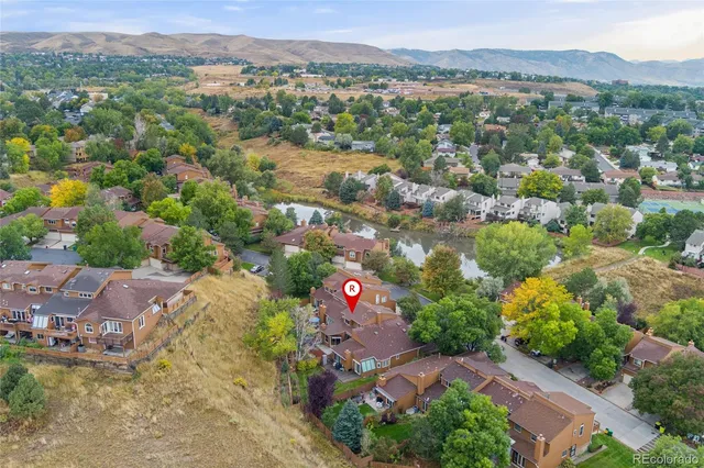 an aerial view of a house