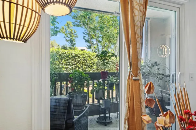 a view of a potted flower in a garden