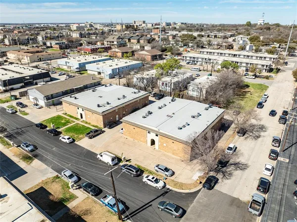 an aerial view of a house with a space