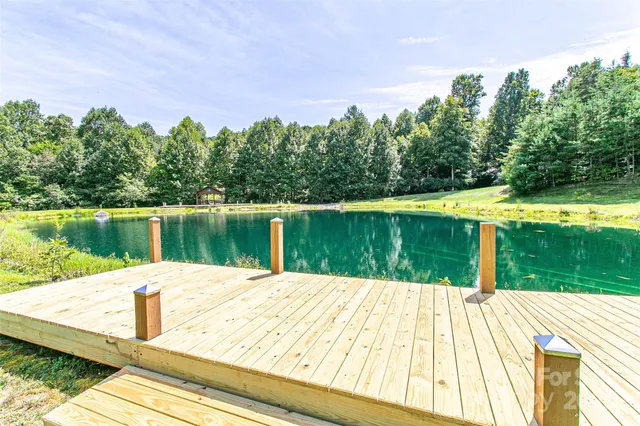 a view of swimming pool with a yard and a fountain