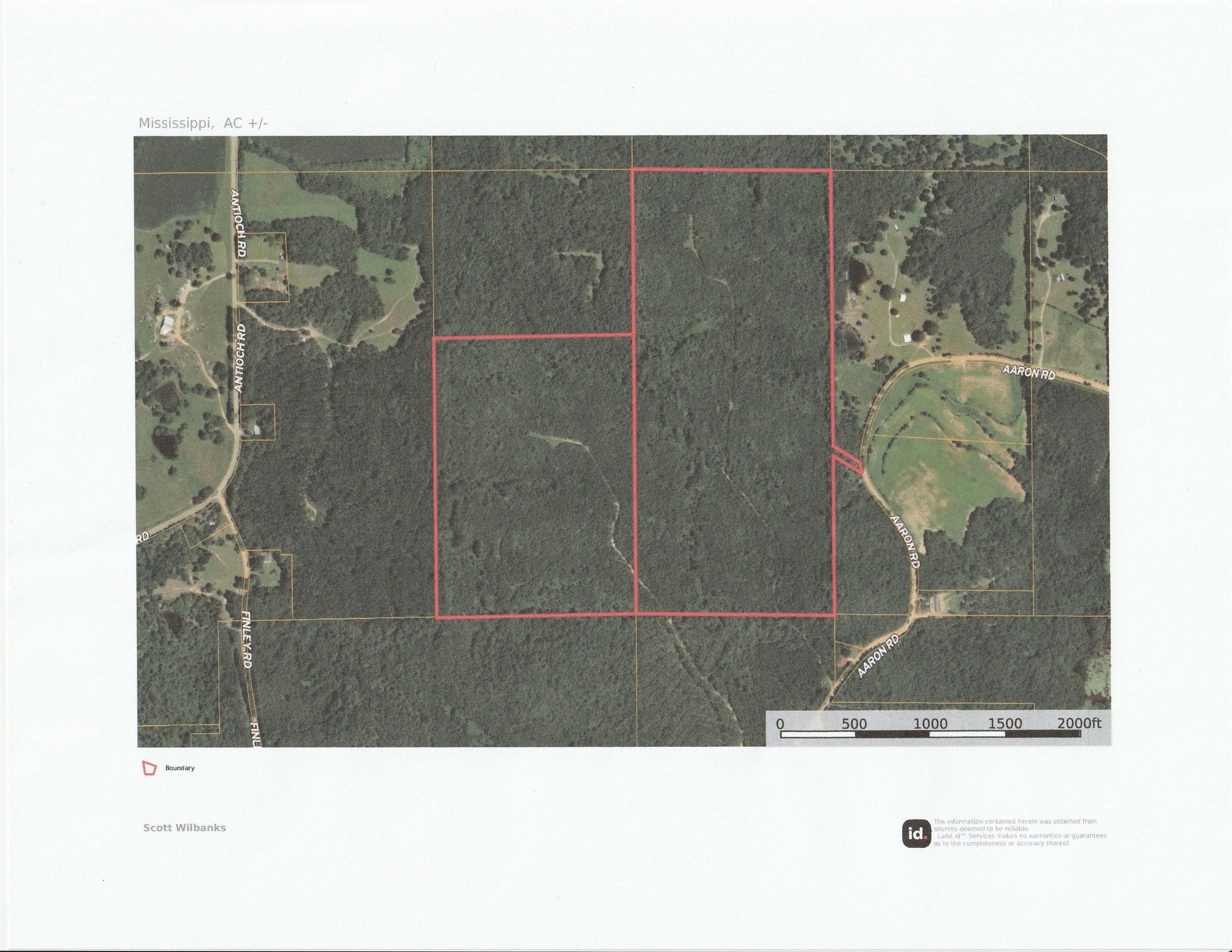 0 South Aaron Road Randolph, MS 38864 - Photo 9 of 9 Aerial overview of property's location featuring property boundaries highlighted