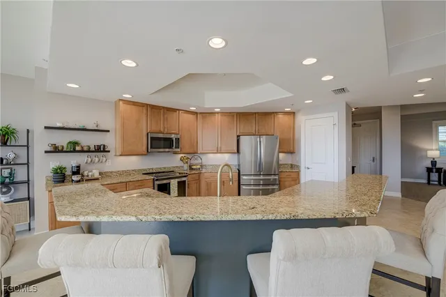 a kitchen with granite countertop lots of counter top space