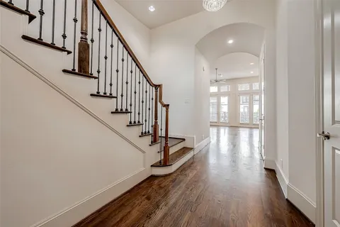 a view of entryway with wooden floor