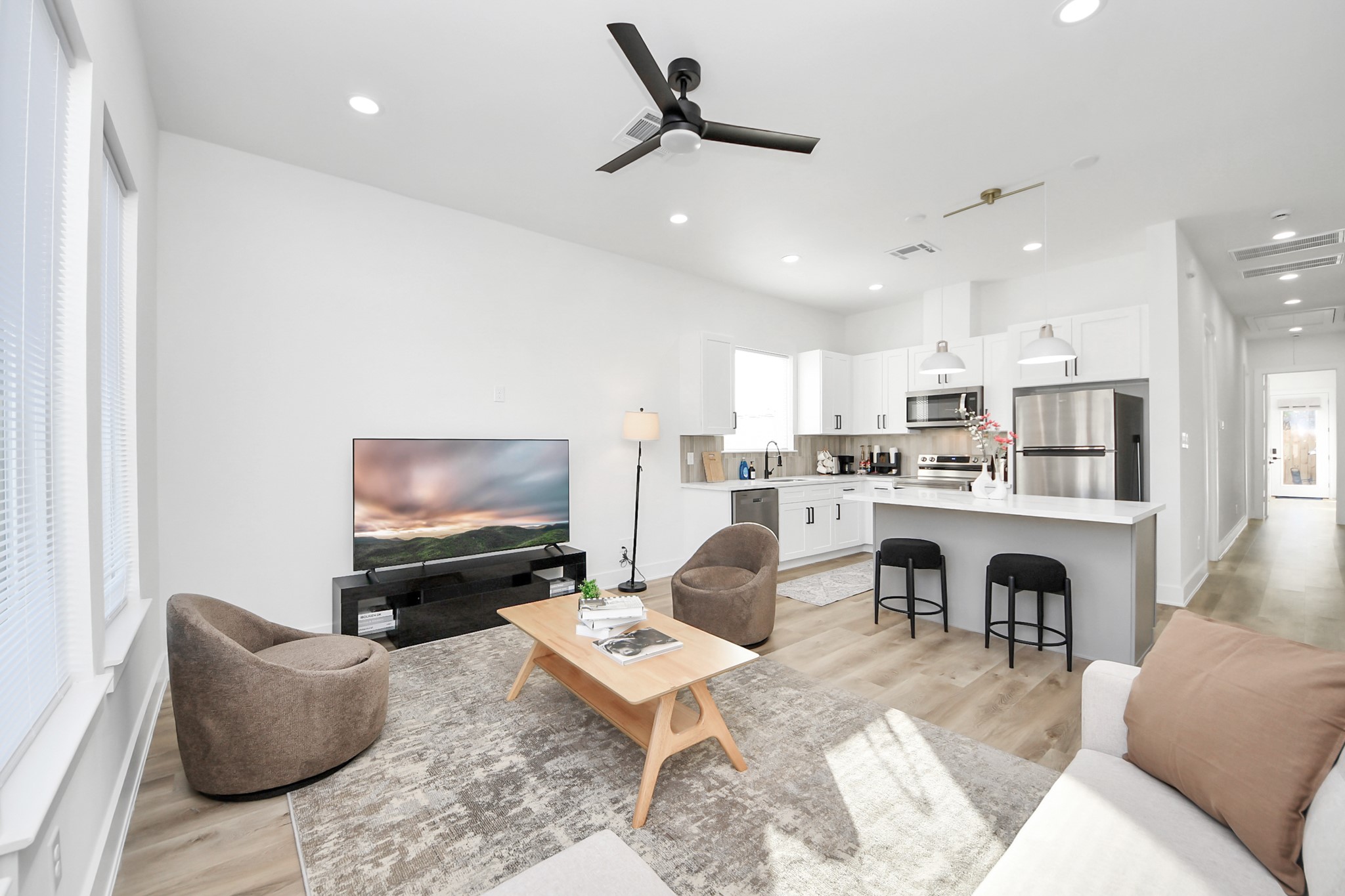 3909 Maggie Street Houston, TX 77051 - Photo 7 of 49 a living room with fireplace furniture and a flat screen tv