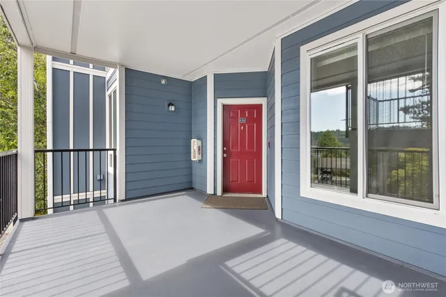 an empty room with windows