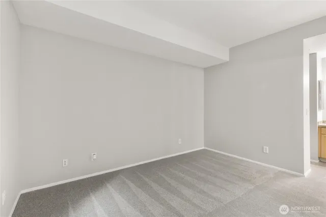 a bathroom with a sink vanity and a mirror