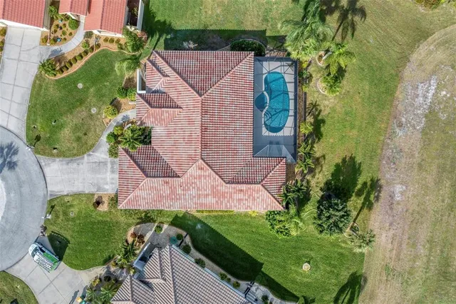 a view of a lake with a yard