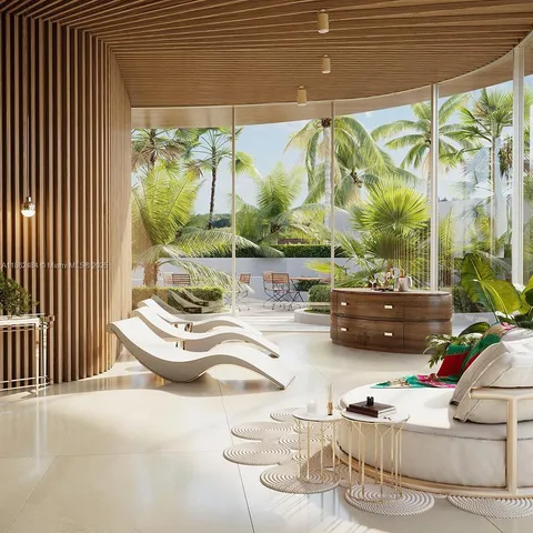 a outdoor space with the couches and dining table with the garden view